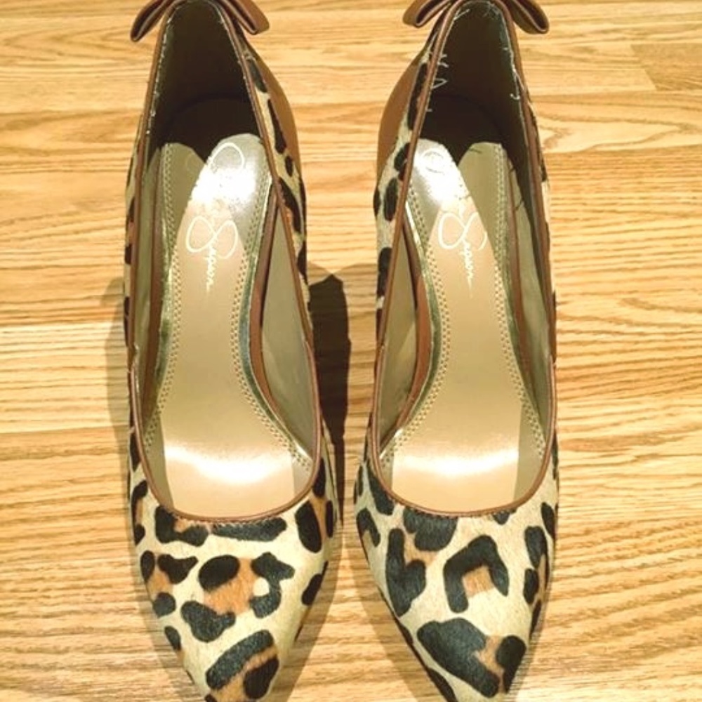 Jessica Simpson Jaide Leopard Calf Hair Heels